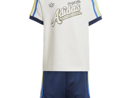 adidas Originals Cloud White Night Indigo Shorts Tee Set Hot on Sale