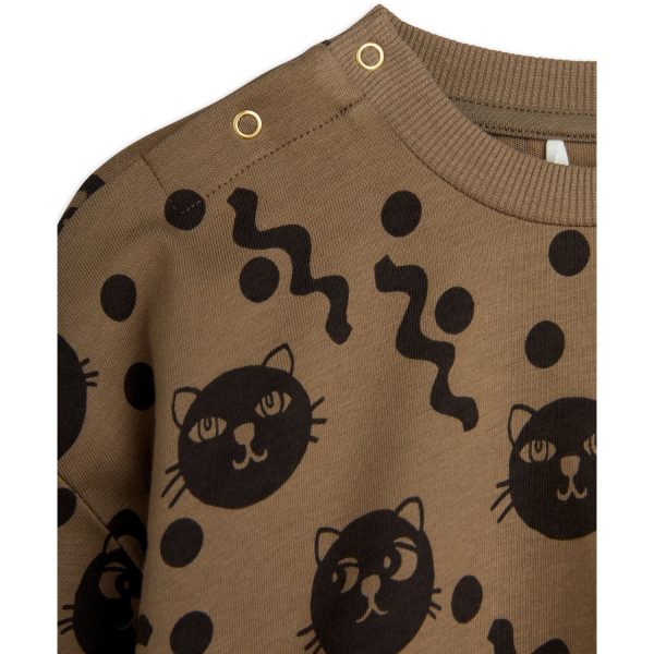 Mini Rodini Brown Squiggly Cats AOP Baby Set For Cheap