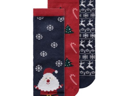 Name It Dark Sapphire Jester Red Richristmas 3-pack Socks For Sale