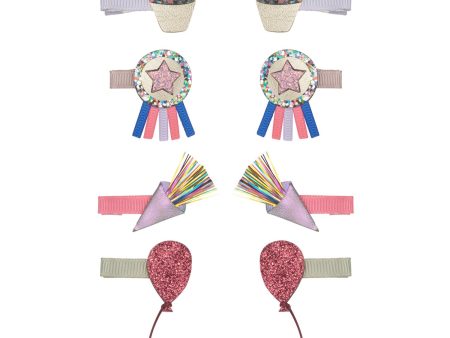 Mimi & Lula 8 Hairclips - Birthday Theme Party Time For Discount