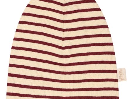 Petit Piao Dark Cherry Dark Off White Beanie Modal Striped Supply