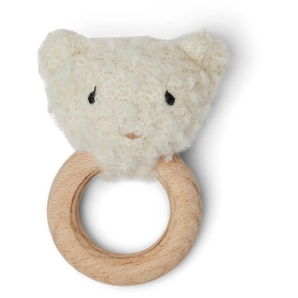 Smallstuff off white Rattle, bear, bouclé merino wool For Discount