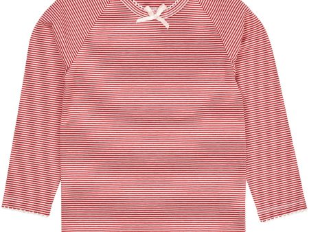 COPENHAGEN COLORS Red Cream Stripe Striped Ls Tee W. Bow Online now