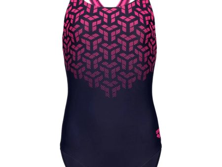 Arena Navy-Shocking Pink Kikko V Swimsuit Swim Pro Back Fashion