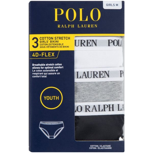 Polo Ralph Lauren White Polo Black Solid 3 Pack Bikini For Sale