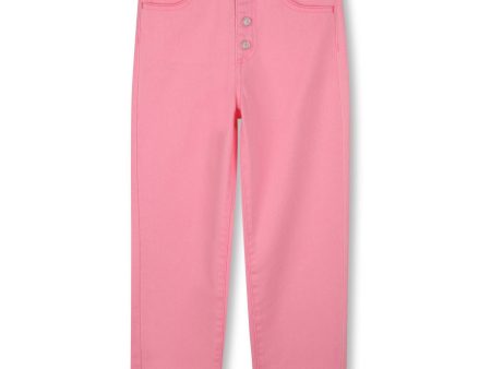 Carlieblush Pink Denim Trousers For Cheap