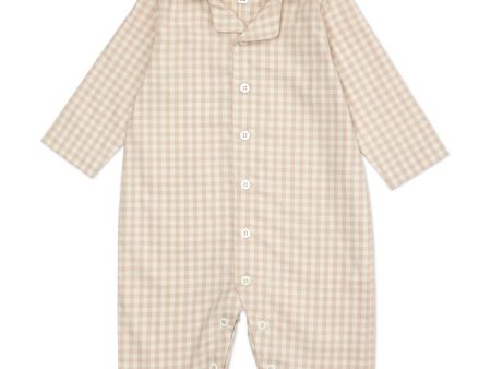 Lalaby Beige Gingham Classic Pj Suit Cheap