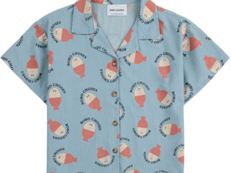 Bobo Choses Light Blue Morning Egg All Over Light Denim Shirt Online Sale