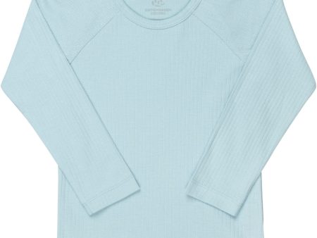 COPENHAGEN COLORS Lt. Blue Rib Jersey Classic Longsleeve Blouse Hot on Sale