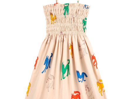 Bobo Choses Beige Wonder Horses All Over Sleevless Strap Dress For Discount