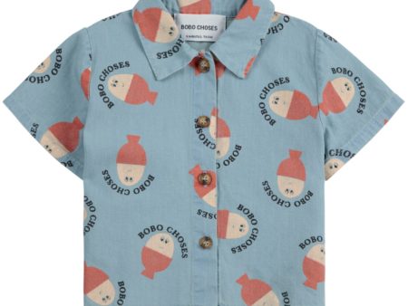 Bobo Choses Light Blue Morning Egg All Over Denim Shirt Sale