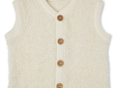 Smallstuff Off White Vest Bouclé Merino Wool W. Buttons Online