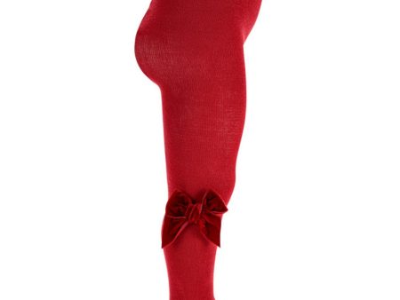 Cóndor Warm Red Cotton Tights w. Bow Cheap