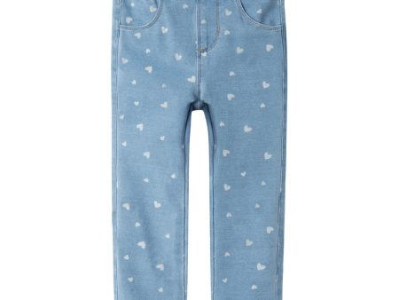 Name It Light Blue Denim Heart Salli Slim Denim Leggings Noos Cheap