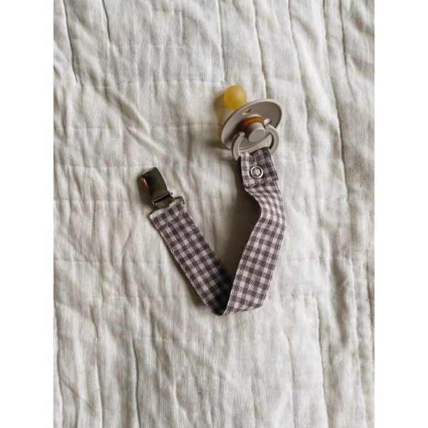 Lalaby Mini Check Pacifier Clip on Sale