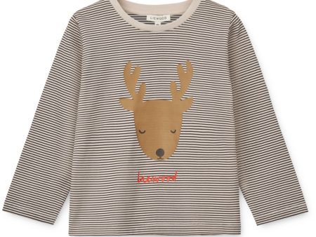 LieWood Holiday Reindeer   Stripe Navy Apia Placement Tee L S Online