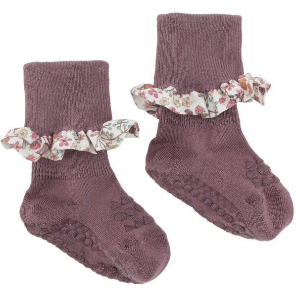 Gobabygo Misty Plum   Donna Leigh Non-slip Socks Bamboo   Liberty Online Sale