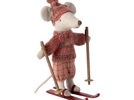 Maileg Winter mouse with ski set, Big sister - Rose Discount