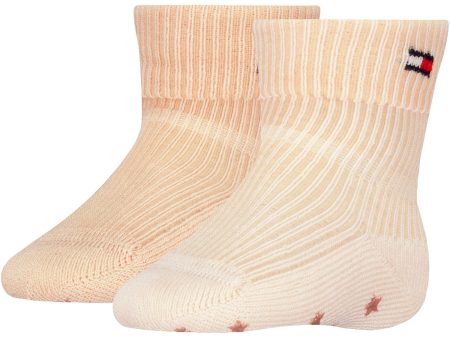 Tommy Hilfiger Classic Khaki Baby Sock 2-pack Fold Over Rib Sale