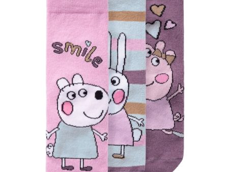 Name It Pastel Lavender 3P Arctic Dusk+Ether+Pastel Lavender Amina Peppa Pig 3-Pack Socks For Cheap