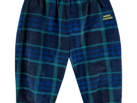 Bobo Choses Midnight Blue Baby Check Bc Velvet Baggy Pants For Sale