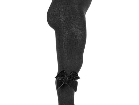 Cóndor Black Cotton Tights w. Bow on Sale