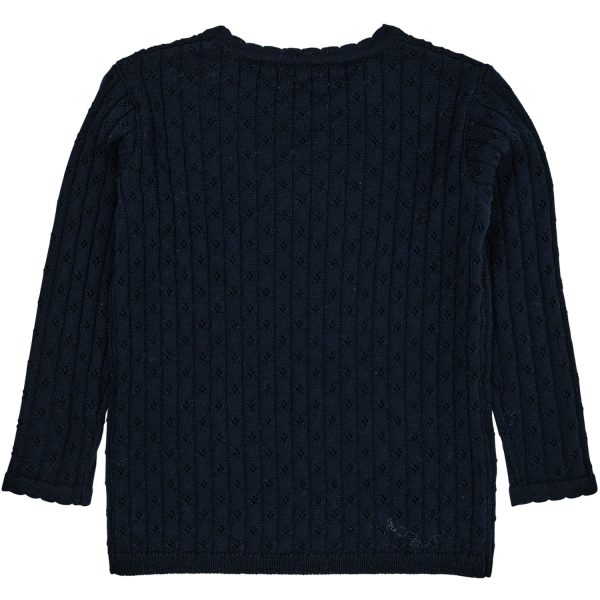 COPENHAGEN COLORS Navy Merino Classic Pointelle Blouse Sale