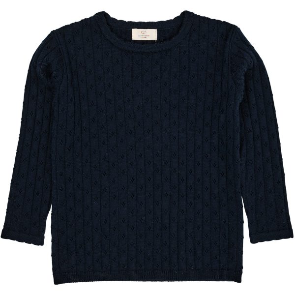 COPENHAGEN COLORS Navy Merino Classic Pointelle Blouse Sale