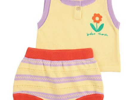 Bobo Choses Beige Flower Knitted Set Online