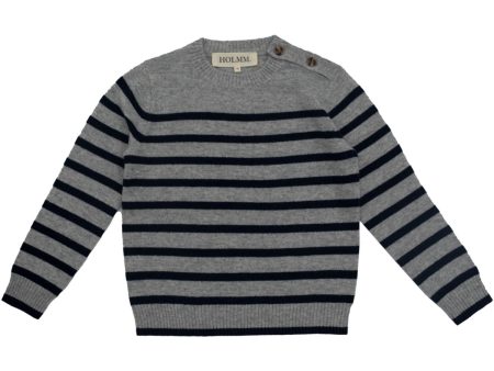 HOLMM Oxford Stripe Obay Cashmere Knit Sweater Online now