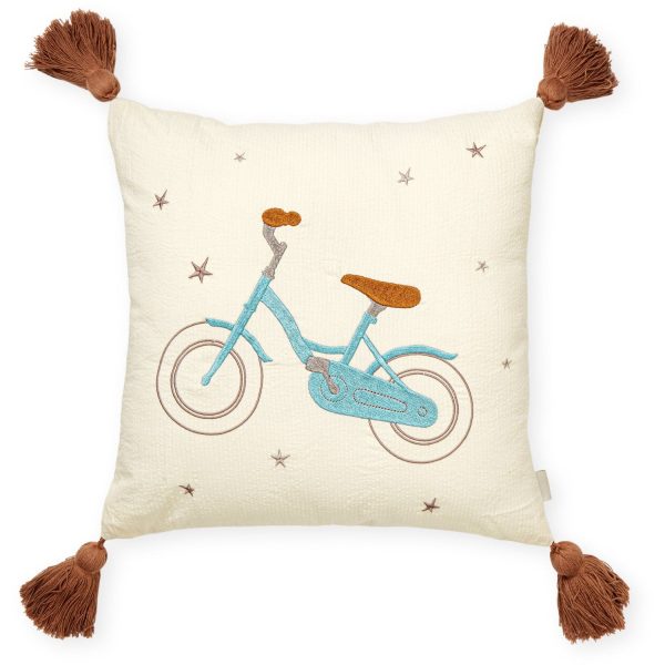 Cam Cam Copenhagen Bicycle Embroidered Cushion on Sale