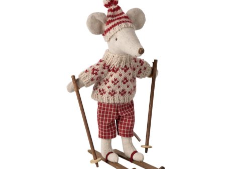 Maileg Winter mouse with ski set, Mum - Red Supply