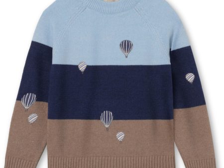 Fliink Blue   Sandshell Stripe Alon Balloon Pullover Discount