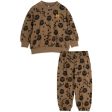 Mini Rodini Brown Squiggly Cats AOP Baby Set For Cheap