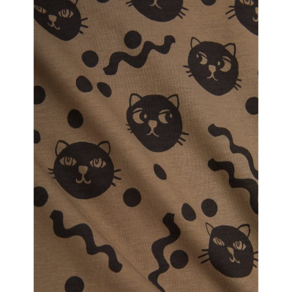 Mini Rodini Brown Squiggly Cats AOP Baby Set For Cheap