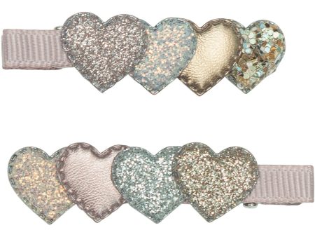 Mimi & Lula 2 Hair Clips - Layered Heart Swanlake Online Hot Sale