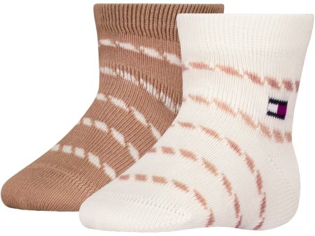 Tommy Hilfiger Classic Khaki Baby Sock 2-pack Breton Stripe For Sale