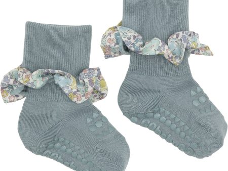 Gobabygo Dusty Blue   Michelle Purple Non-slip Strømper Bamboo   Liberty Online Sale