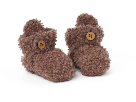 Smallstuff Rose Brown Booties Bouclé Merino Wool For Discount