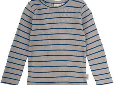 Petit Piao Deep Cobalt Grey Stone Blouse Modal Thin Striped Supply