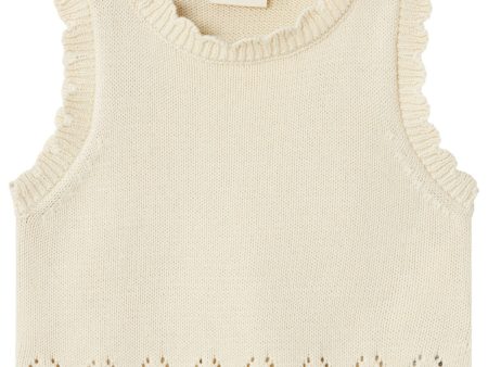 Lil Atelier Turtledove Ramla Loose Short Knit Vest Supply