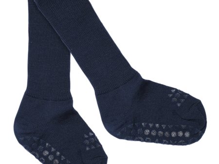 Gobabygo Midnight Blue Non-Slip Socks In Merino Wool Online Hot Sale