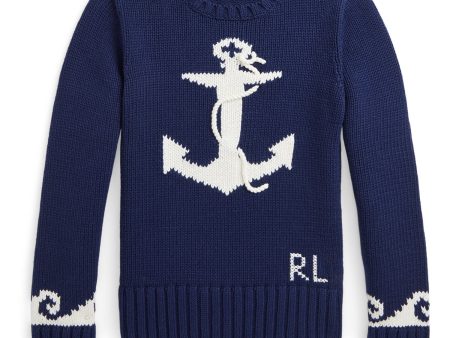 Polo Ralph Lauren Newport Navy   Clubhouse Cream Girl Pullover Discount