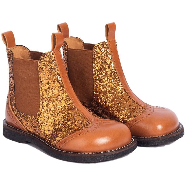 Angulus Bronze Glitter CAndnac CAndnac Chelsea Boot Med Funklende Bronze Glitter. For Sale