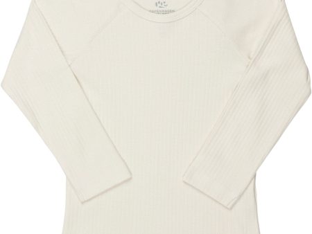 COPENHAGEN COLORS Cream Rib Jersey Classic Longsleeve Blouse For Sale