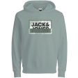 Jack & Jones Junior Aqua Gray Cologan Print Sweat Hoodie on Sale