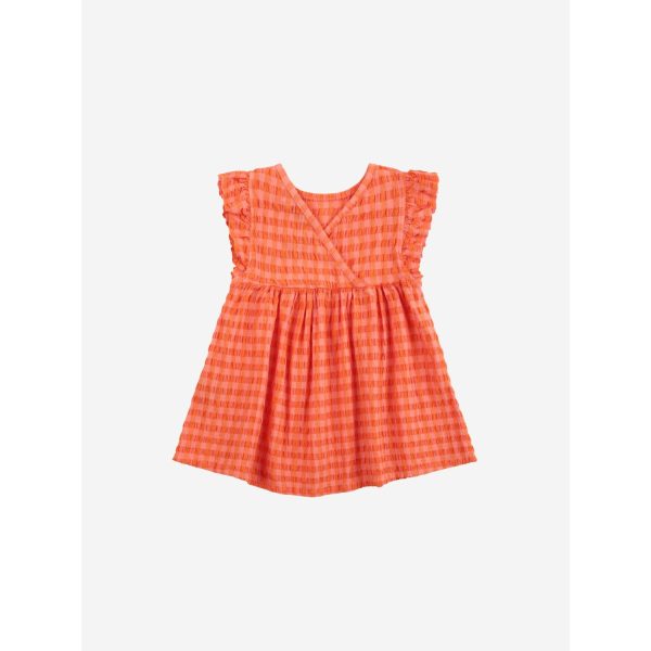 Bobo Choses Coral Pink Vichy Woven Dress Hot on Sale