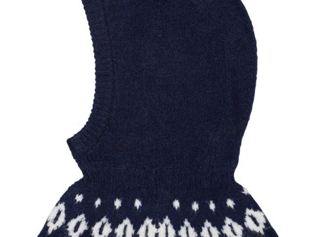 COPENHAGEN COLORS Navy Cream Combi Wool Iceland Balaclava on Sale