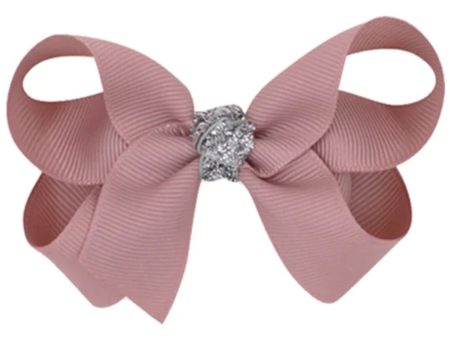 Bow s by Stær Classic Bow - Antique Rose Silver Glitter - 8 cm Online Hot Sale