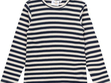 THE NEW Siblings Mood Indigo Striped Fro Uni Rib Blouse For Discount